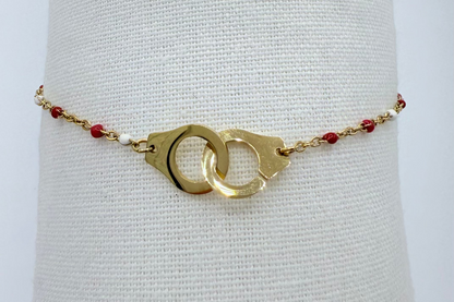Bracelet menottes rouge blanc