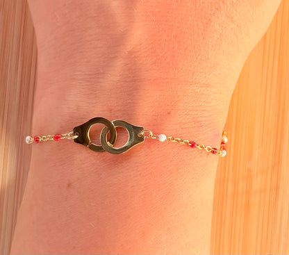 Bracelet menottes rouge blanc P