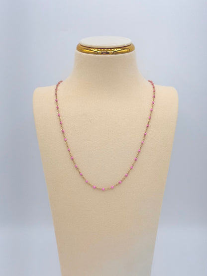 Collier émaillé rose
