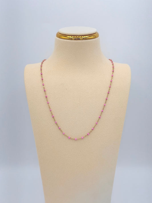 Collier émaillé rose