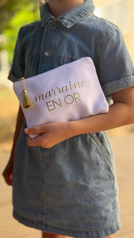 Pochette Marraine en or